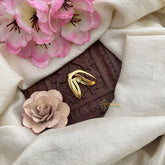 Vriksham Unique Floral Red Green & White AD Stone Gold Look Alike Vangi Finger Ring-G20069